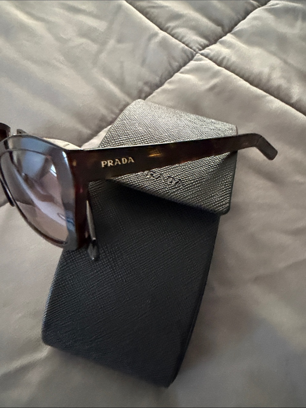 Prada Black Saffiano Leather Flap Phone Pouch